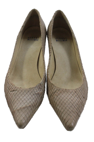 Stuart Weitzman Womens Snakeskin Print Poco Pumps Tan Wood Beige Size 7.5 Medium