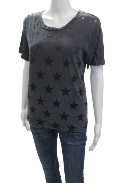 Chrldr Women Basic Graphic Dark Gray Cotton T-Shirt Short Sleeve Size S