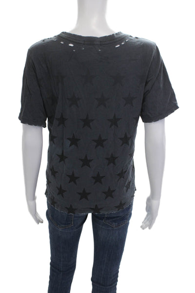Chrldr Women Basic Graphic Dark Gray Cotton T-Shirt Short Sleeve Size S
