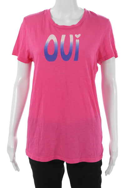 Sundry Womens Basic Pink Pima Cotton Crew Neck Graphic T-Shirt Size 3