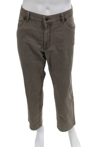 Hiltl Mens Brown Ankle Cropped Pants Button Cotton Silk Blend Size 38