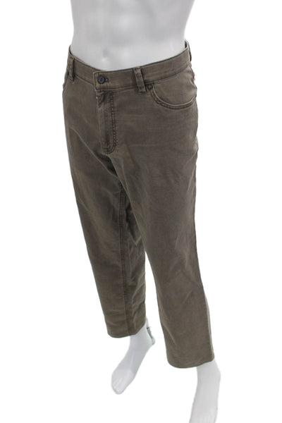 Hiltl Mens Brown Ankle Cropped Pants Button Cotton Silk Blend Size 38