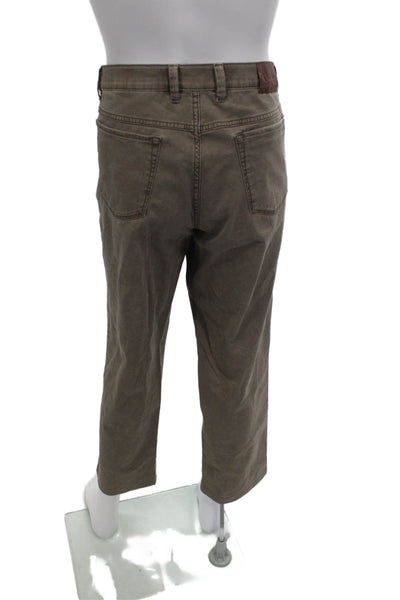 Hiltl Mens Brown Ankle Cropped Pants Button Cotton Silk Blend Size 38
