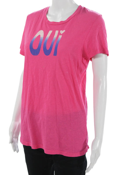 Sundry Womens Basic Pink Pima Cotton Crew Neck Graphic T-Shirt Size 3