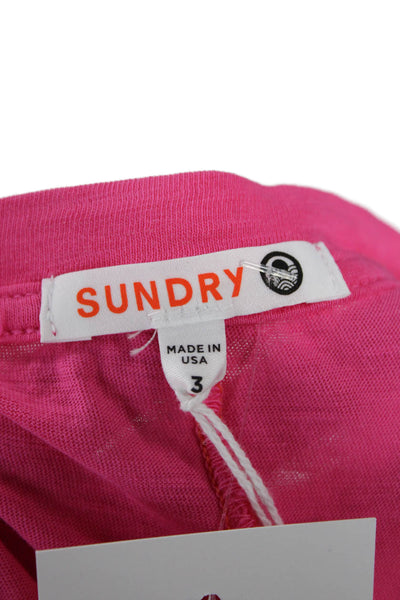 Sundry Womens Basic Pink Pima Cotton Crew Neck Graphic T-Shirt Size 3
