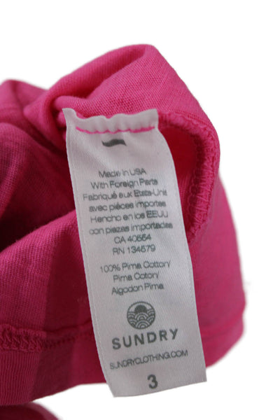 Sundry Womens Basic Pink Pima Cotton Crew Neck Graphic T-Shirt Size 3