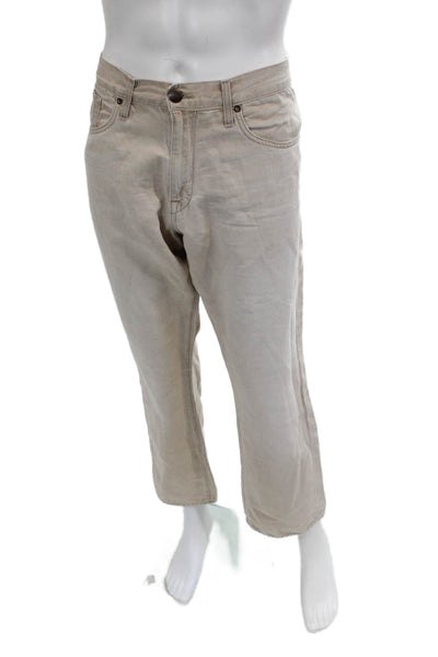 Agave Denim Co Mens Cropped Beige Cotton Linen Pants Big Tall Size 38
