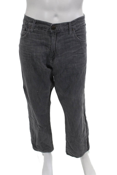 Agave Denim Co Mens Cropped Straight Dark Gray Jeans Button Fly Size 38