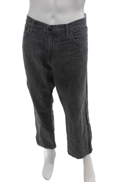 Agave Denim Co Mens Cropped Straight Dark Gray Jeans Button Fly Size 38