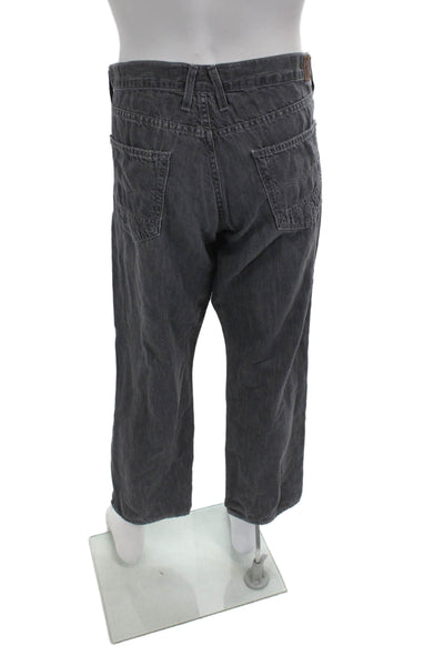 Agave Denim Co Mens Cropped Straight Dark Gray Jeans Button Fly Size 38