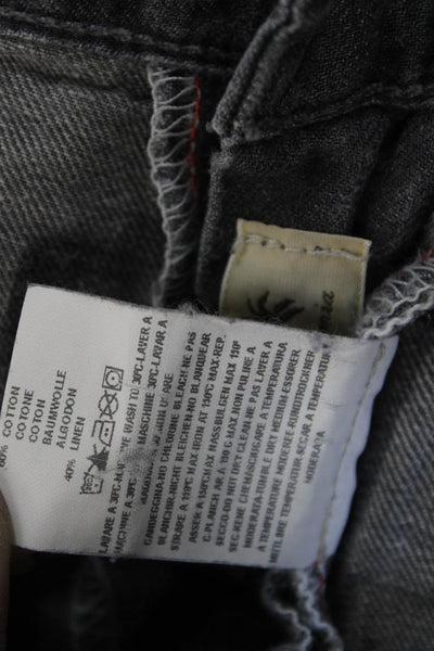 Agave Denim Co Mens Cropped Straight Dark Gray Jeans Button Fly Size 38
