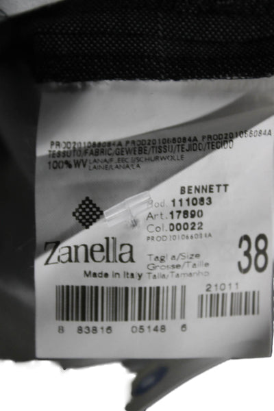 Zanella Mens Dress Pants Dark Gray Plaid Wool Button Size 38