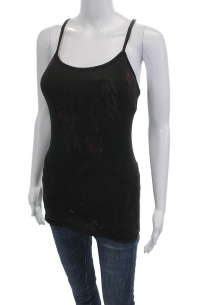Lululemon Womens Floral Print Racer Back Sleeveless Active Tank Top Black Size 6