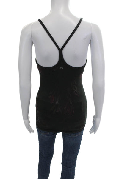 Lululemon Womens Floral Print Racer Back Sleeveless Active Tank Top Black Size 6