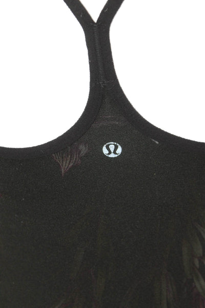 Lululemon Womens Floral Print Racer Back Sleeveless Active Tank Top Black Size 6
