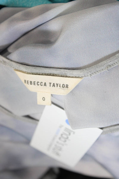 Rebecca Taylor Women Basic Silk Round Neck 3/4 Sleeve T-Shirt Gray Size 0