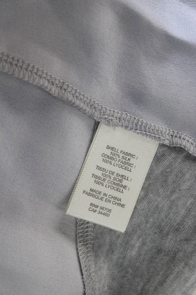 Rebecca Taylor Women Basic Silk Round Neck 3/4 Sleeve T-Shirt Gray Size 0