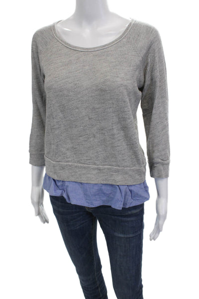 Velvet by Graham & Spencer Women Basic Gray Sweater 3/4 Sleeve Size XS