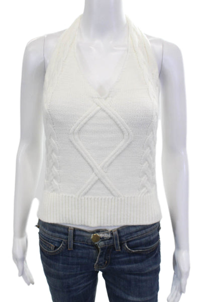 LNA Women Classic White V-Neck Sleeveless Sweater Size S