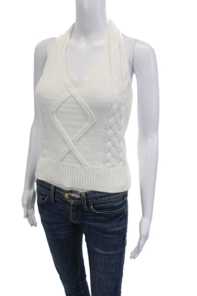LNA Women Classic White V-Neck Sleeveless Sweater Size S
