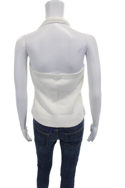 LNA Women Classic White V-Neck Sleeveless Sweater Size S