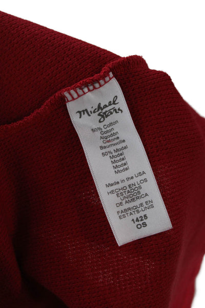 Michael Stars Women Basic T-Shirt Red Long Sleeve Cotton Modal Size One Size