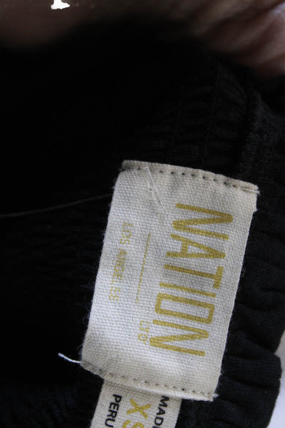 Nation LTD Womens Cropped Black Pima Cotton Button Up 3/4 Sleeve Top Size XS