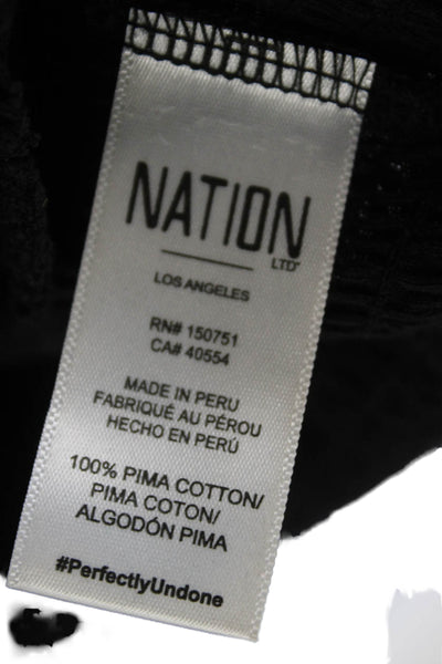 Nation LTD Womens Cropped Black Pima Cotton Button Up 3/4 Sleeve Top Size XS