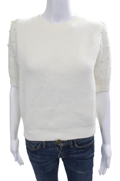 Gab kate Unisex Pullover Sweater White Crew Neck Short Sleeve Size S