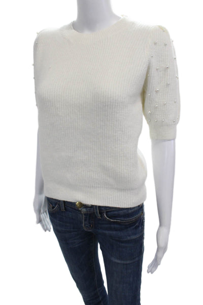 Gab kate Unisex Pullover Sweater White Crew Neck Short Sleeve Size S