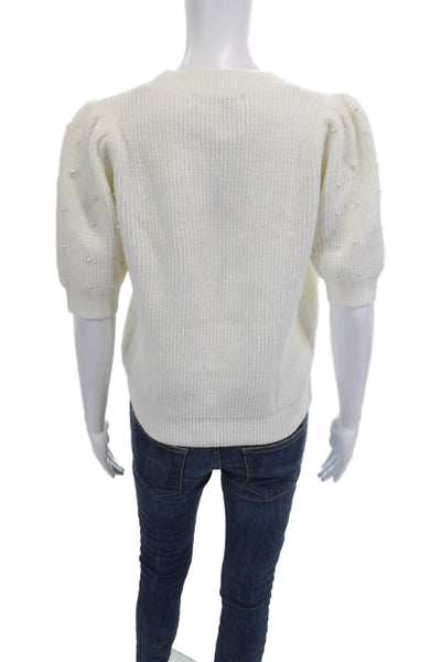 Gab kate Unisex Pullover Sweater White Crew Neck Short Sleeve Size S