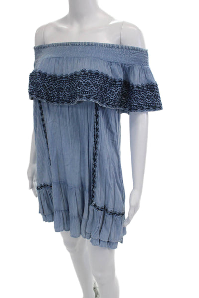 Muche Et Muchette Women Kaftan Sundress Light Blue Rayon Boho Size One Size