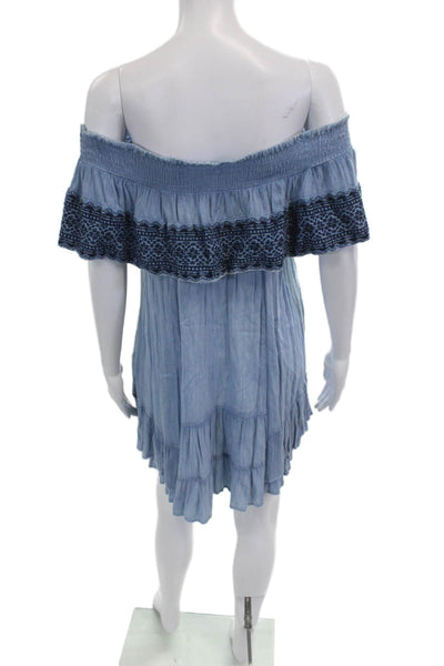 Muche Et Muchette Women Kaftan Sundress Light Blue Rayon Boho Size One Size