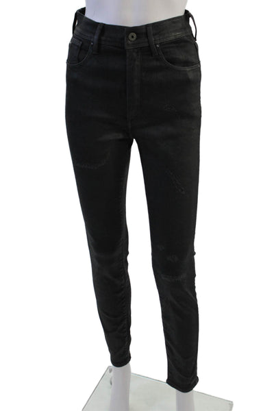 G-STAR Womens Black High Rise Skinny Ankle Jeans Size 24