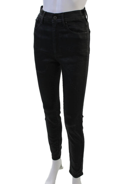 G-STAR Womens Black High Rise Skinny Ankle Jeans Size 24