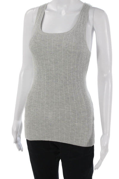 Minnie Rose Women Sleeveless Square Neck Basic Modal Blend Tank Gray Size S