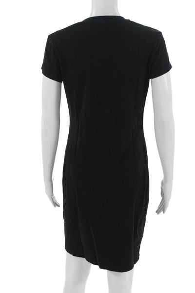 Standard James Perse Women T-Shirt Dress Black V-Neck Short Sleeve Midi Size 2