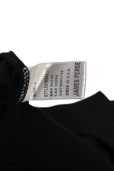 Standard James Perse Women T-Shirt Dress Black V-Neck Short Sleeve Midi Size 2