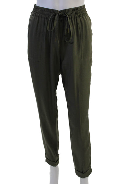 Joie Unisex Jogger Pants Army Green Viscose Silk Drawstring Inseam 29 Size S