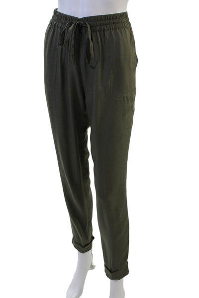 Joie Unisex Jogger Pants Army Green Viscose Silk Drawstring Inseam 29 Size S