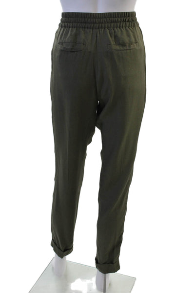Joie Unisex Jogger Pants Army Green Viscose Silk Drawstring Inseam 29 Size S