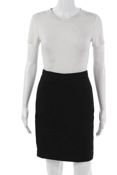 Dolce & Gabbana Womens Mini Straight Pencil Wool Skirt Black Size 42