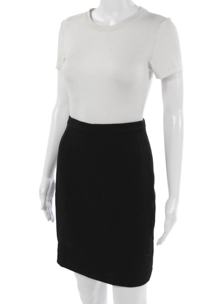 Dolce & Gabbana Womens Mini Straight Pencil Wool Skirt Black Size 42