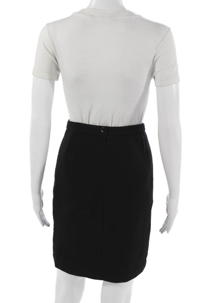 Dolce & Gabbana Womens Mini Straight Pencil Wool Skirt Black Size 42