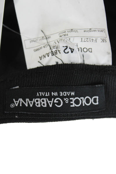 Dolce & Gabbana Womens Mini Straight Pencil Wool Skirt Black Size 42
