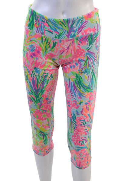 Lilly Pulitzer Womens Green Floral Capri Leggings Size M