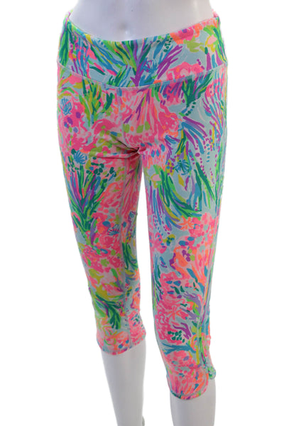 Lilly Pulitzer Womens Green Floral Capri Leggings Size M