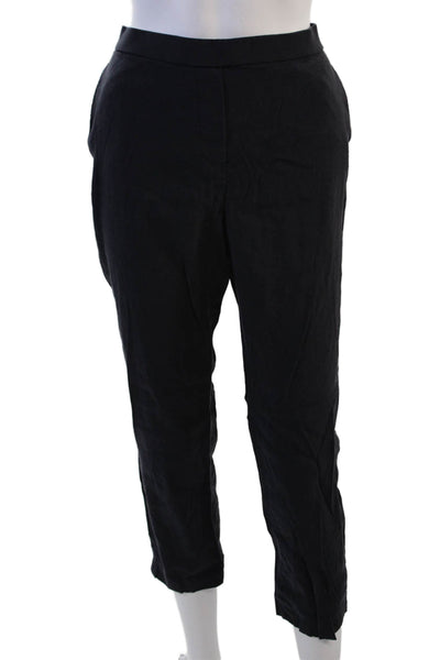 Theory Womens Cropped Ankle Black Pants 55% Linen 41% Lyocell Size 6