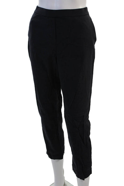 Theory Womens Cropped Ankle Black Pants 55% Linen 41% Lyocell Size 6