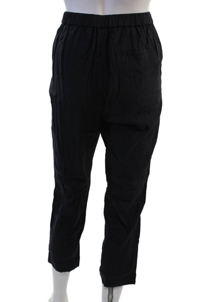 Theory Womens Cropped Ankle Black Pants 55% Linen 41% Lyocell Size 6